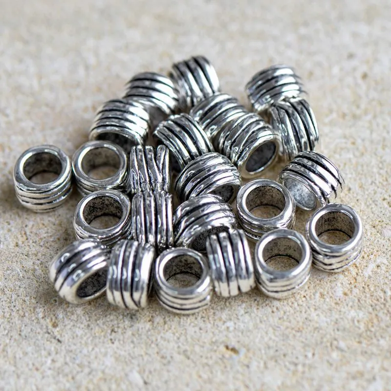 ес бусина металл "спираль", цвет античное серебро, 10x6x8.5 мм