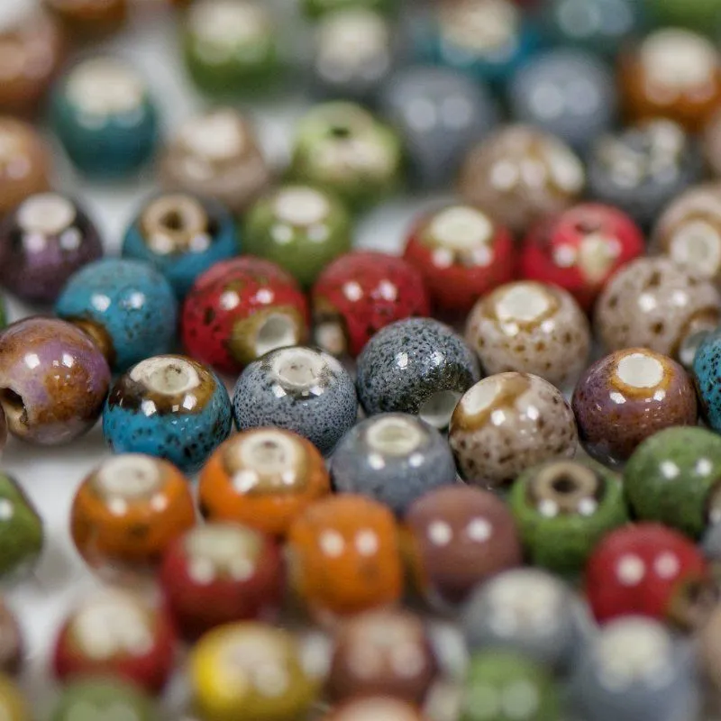 бусина, керамика "антик", цветовой микс, 6 мм