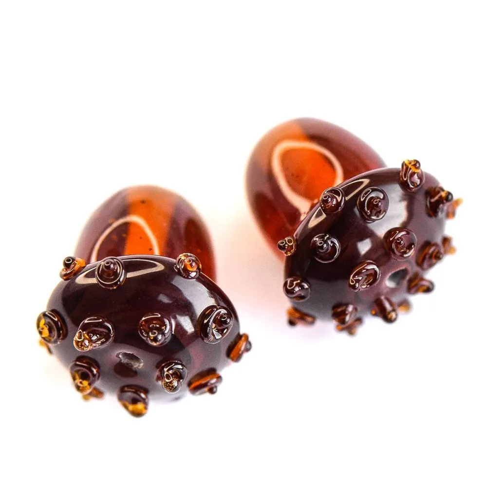 бусина, мурано "желудь", темный янтарь, 15х12 мм