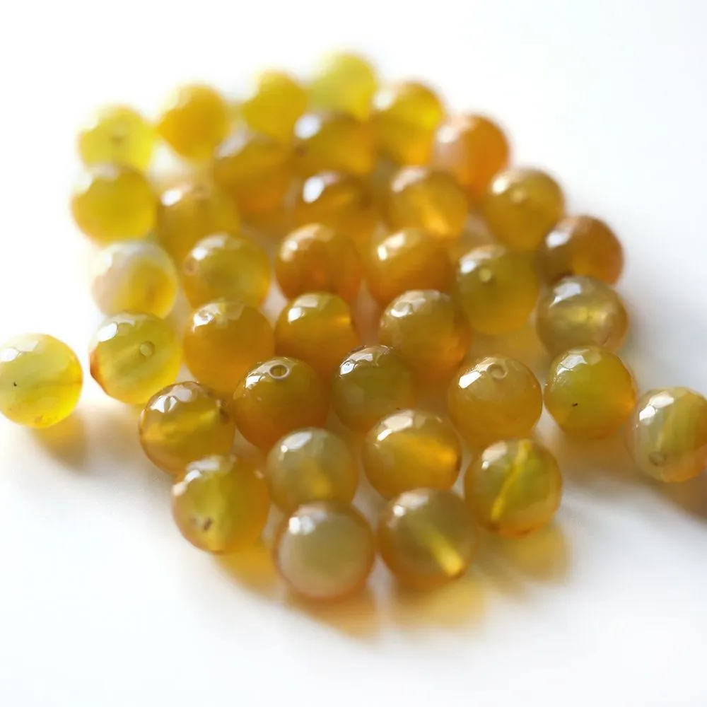 бусина агат 10, граненая, цвет желтый, колорир., 10 мм