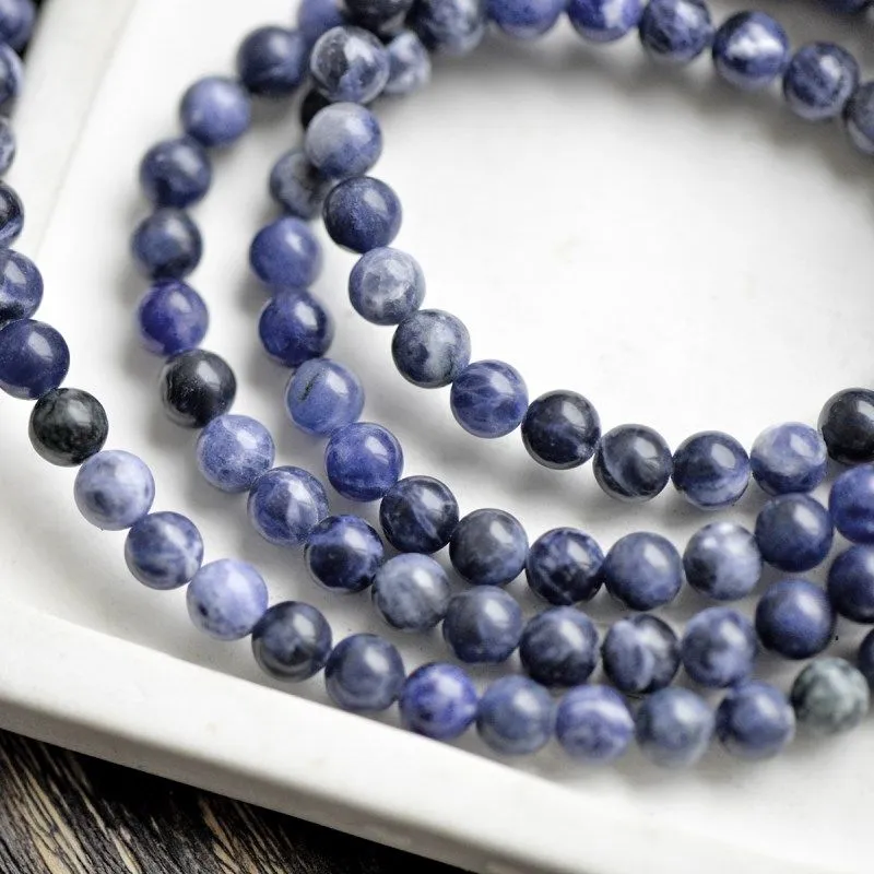 бусина содалит 6, цвет синий, 6 мм (стренд 18 шт.)