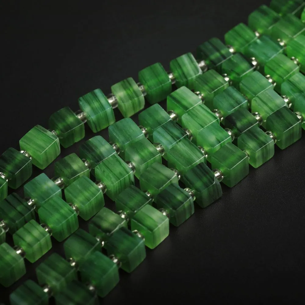 бусина, лэмпворк "кубик", стекло, цвет зеленый, 6x6x5.5 мм