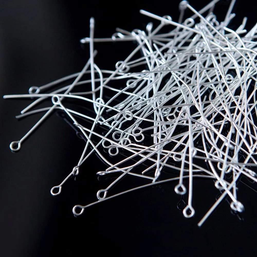 пины с петлей, цвет серебро, 50х0.7 мм (уп ок. 180 шт)