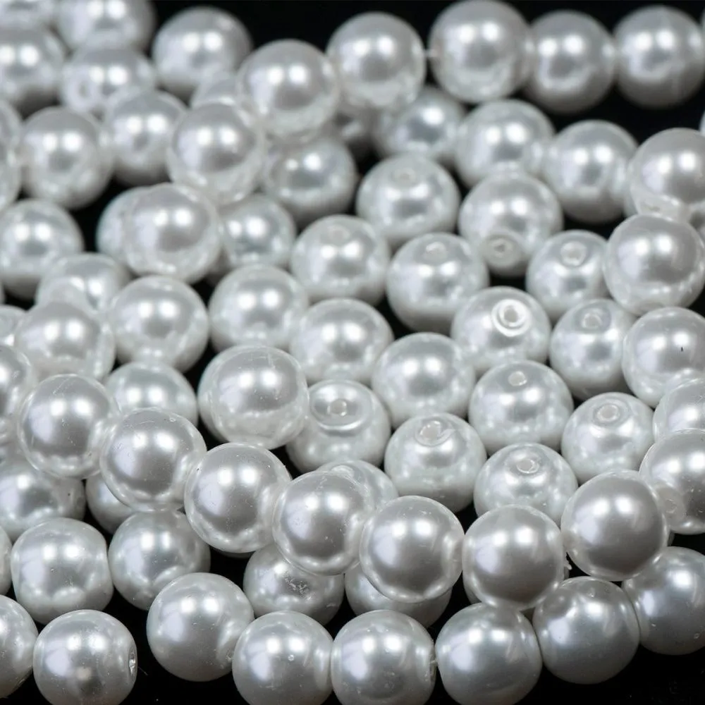 бусина, имитация жемчуга, стекло 10, цвет белый, 10 мм