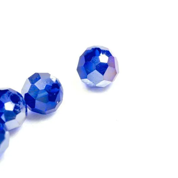 бусина, стекло абакус 4, граненая, цвет насыщенный синий радужный, 4x3 мм (уп 50+/-10 шт)