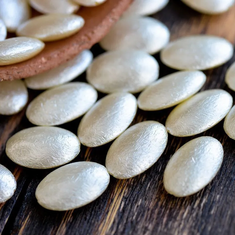 бусина, имитация хлопкового жемчуга, плоский овал, акрил, сливочный, 20x13.5x6.5 мм