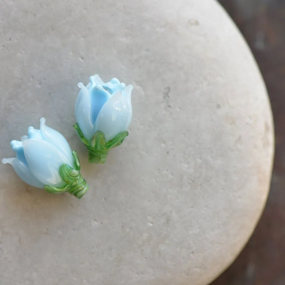 бусина, мурано "колокольчик", фигурная, голубой, 17х14 мм