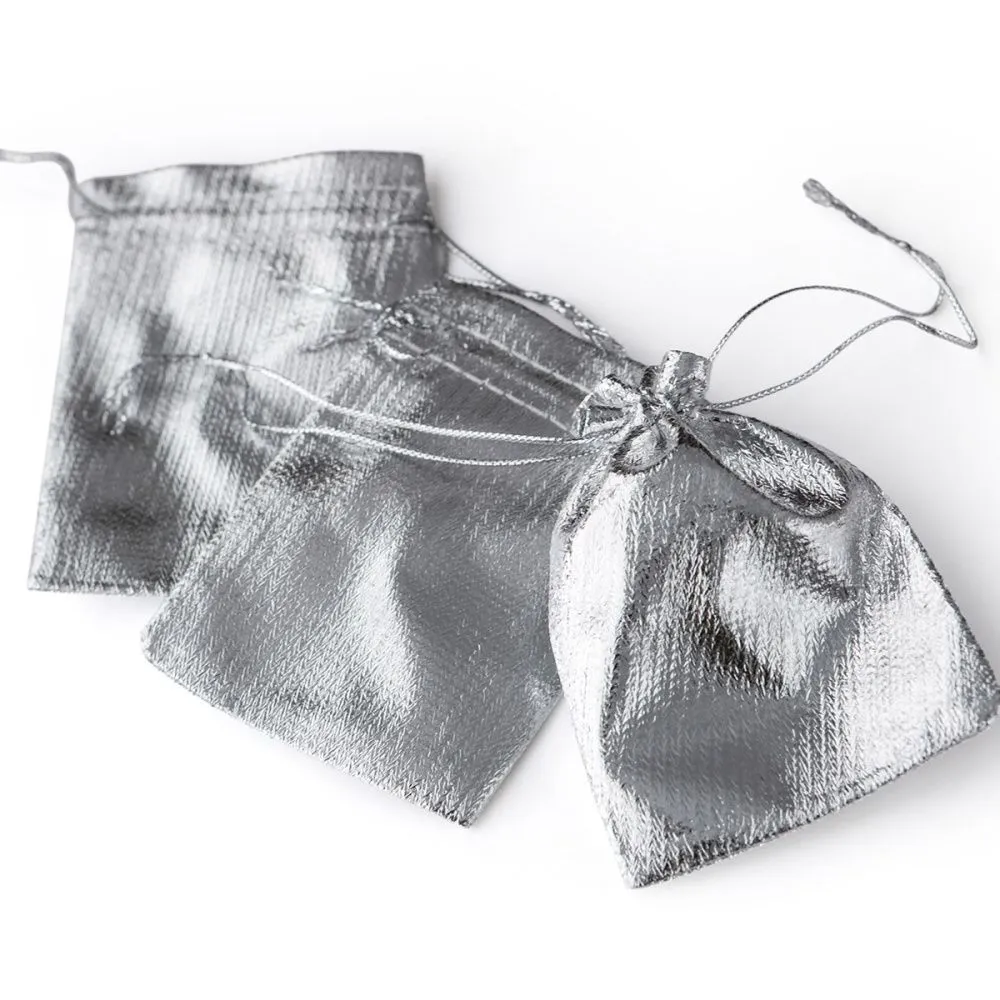 мешочек для украшений, парча, цвет серебро, 9x7 см