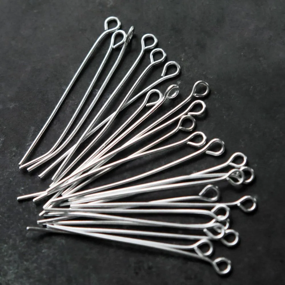 пины с петлей, цвет серебро, 35х0.7 мм (уп ок. 240 шт)