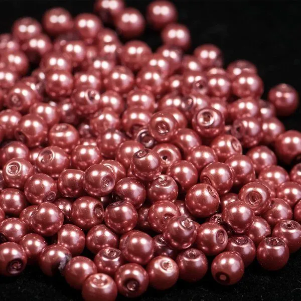 бусина, имитация жемчуга, стекло 6, цвет индийский красный, 6 мм (уп 30 шт)