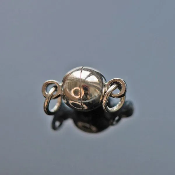 Замочки застежка магнитная "шарик", с колечками, покрытие платина, 11.5x6 мм