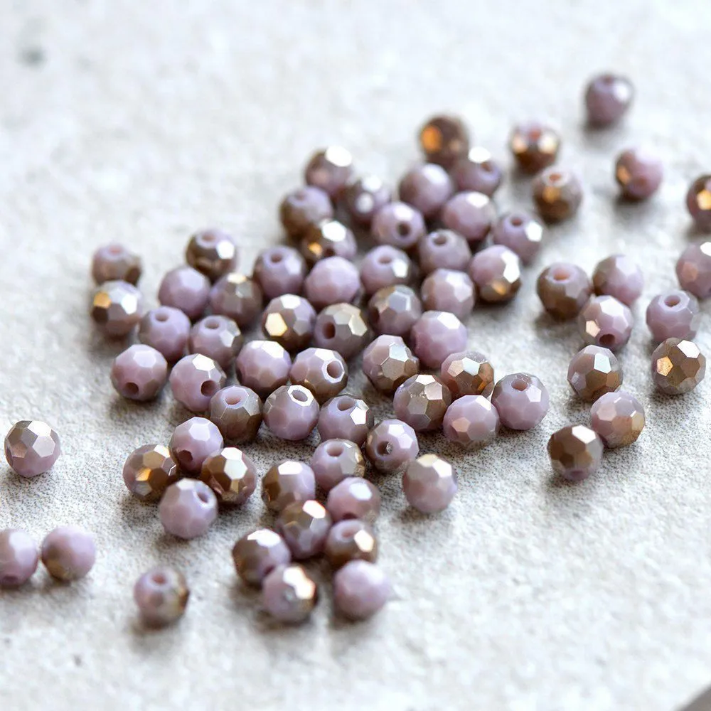 бусина, непрозрачная, граненая, стекло, цвет сиреневый перламутровый, 4 мм (уп 50+/-5 шт)