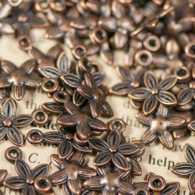 подвеска металлическая "пятицветик", цвет красная медь, 13,5х10,5 мм