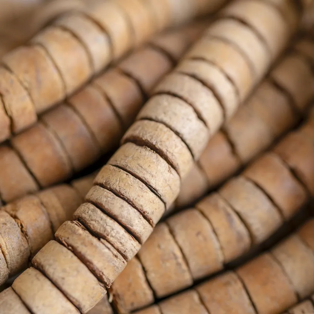 бусина скорлупа ореха, рондель, цвет коричневый, 8х2-5 мм  (уп 20 г)