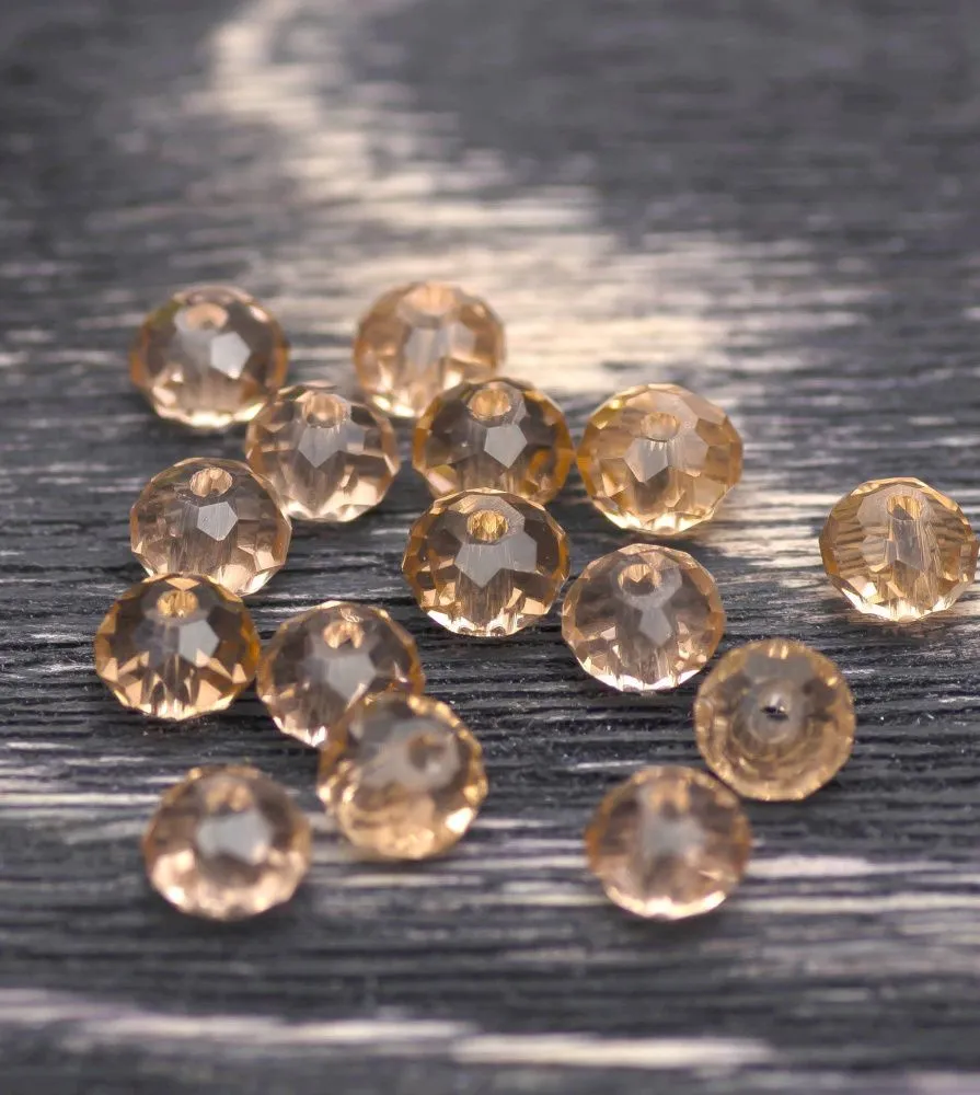 бусина, стекло абакус 6, граненая, цвет розовый лосось, 6х4 мм