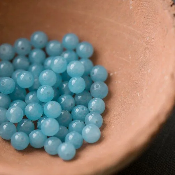 бусина имитация аквамарина, цвет голубой полупрозрачный, 6 мм (стренд 12 шт.)