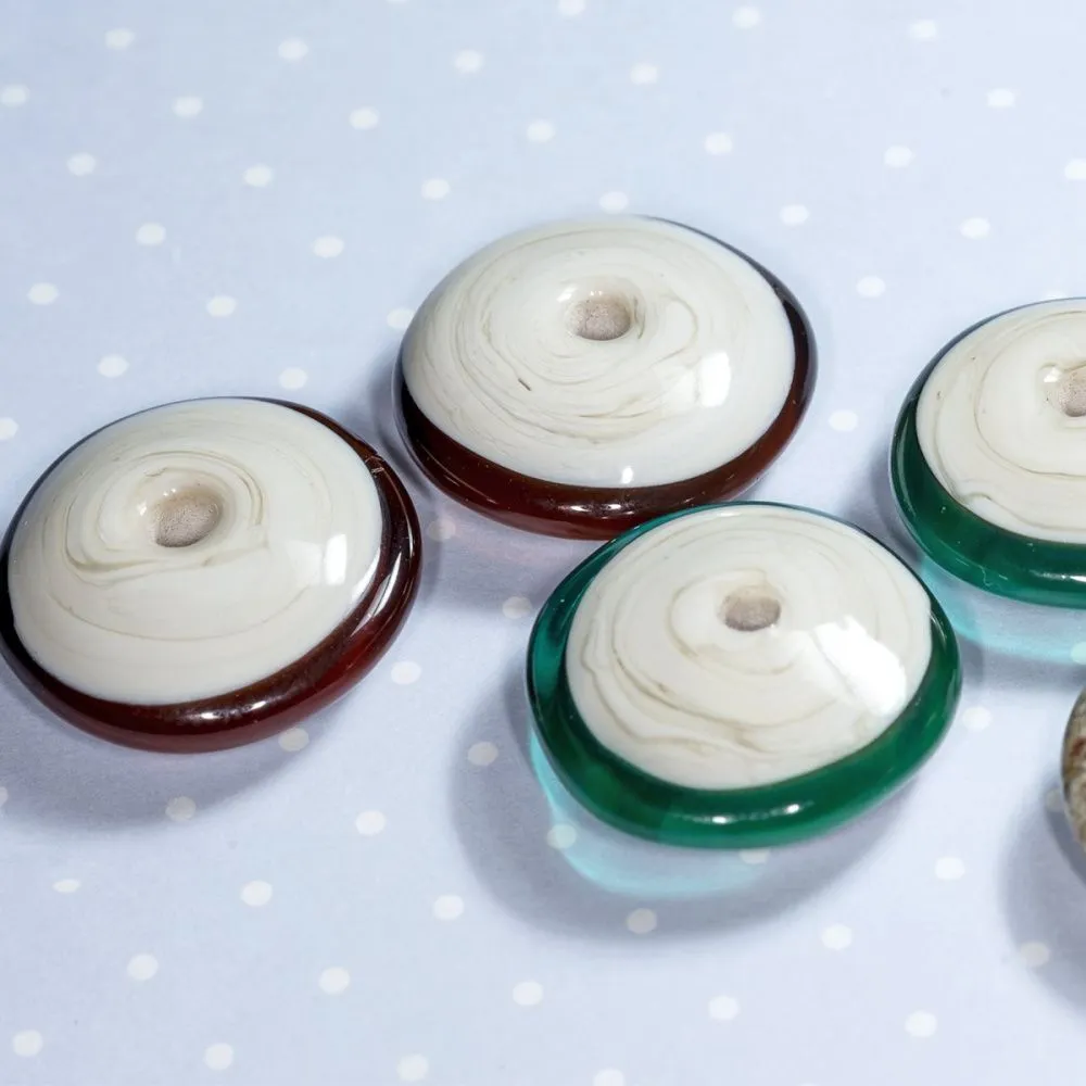 бусина, мурано "диск", плоская, бирюзовый, 18х6 мм