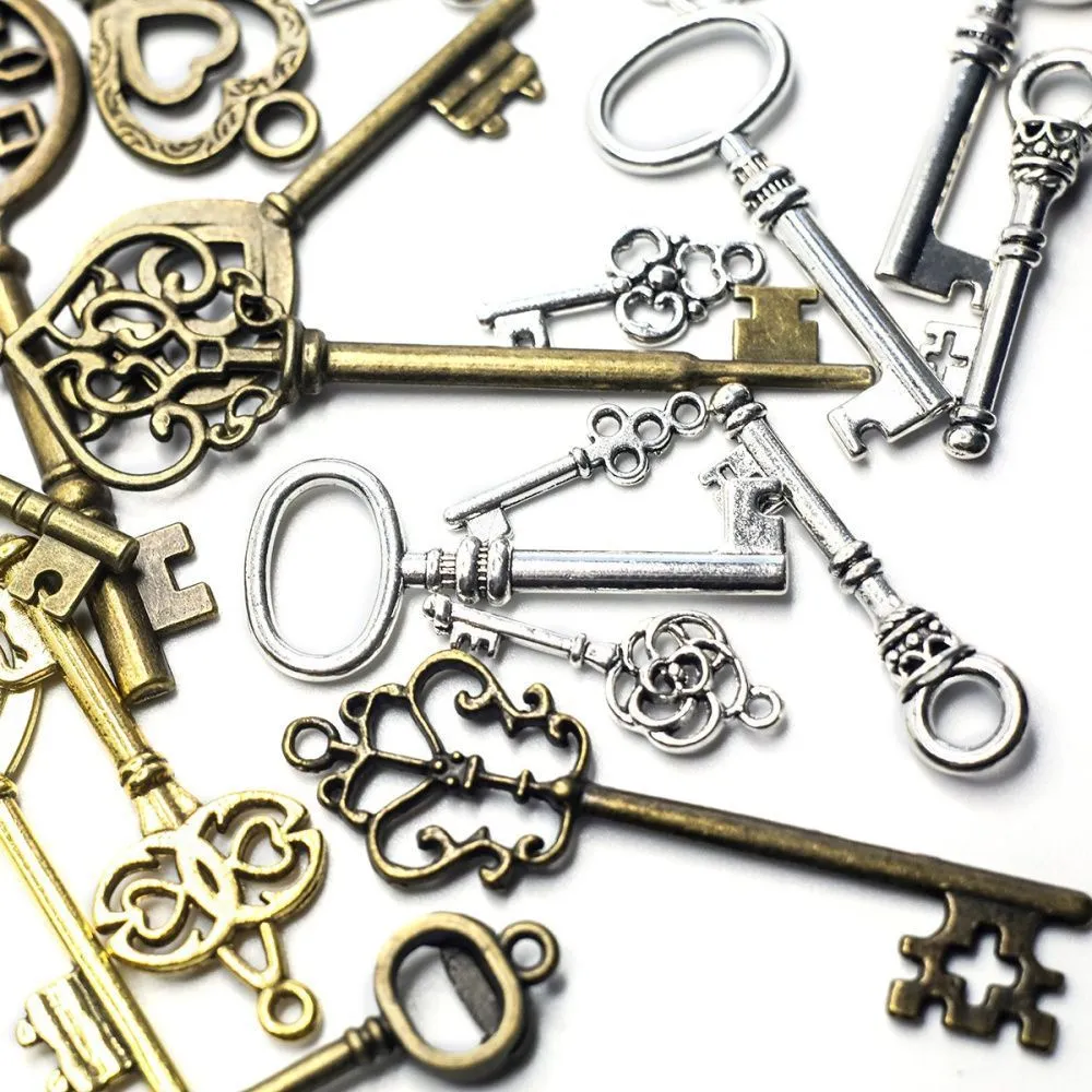 микс металлический из подвесок "ключи", цветовой и размерный микс (уп 20 г)