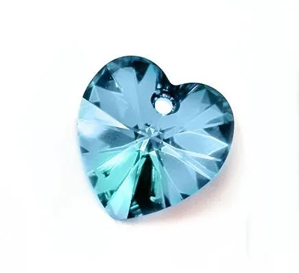 подвеска стеклянная "сердце", граненая, цвет небесно-голубой, 14х14х8 мм