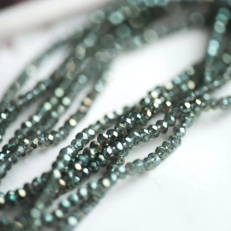 бусина, стекло абакус 2,5, граненая, цвет зеленовато-серый радужный, 2.5х2 мм (уп 85+/-10 шт)