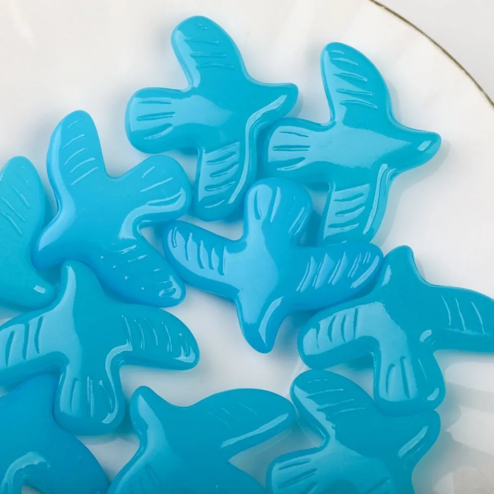 бусина, лэмпворк "голубь", стекло, цвет яркий голубой, 34x42x9 мм