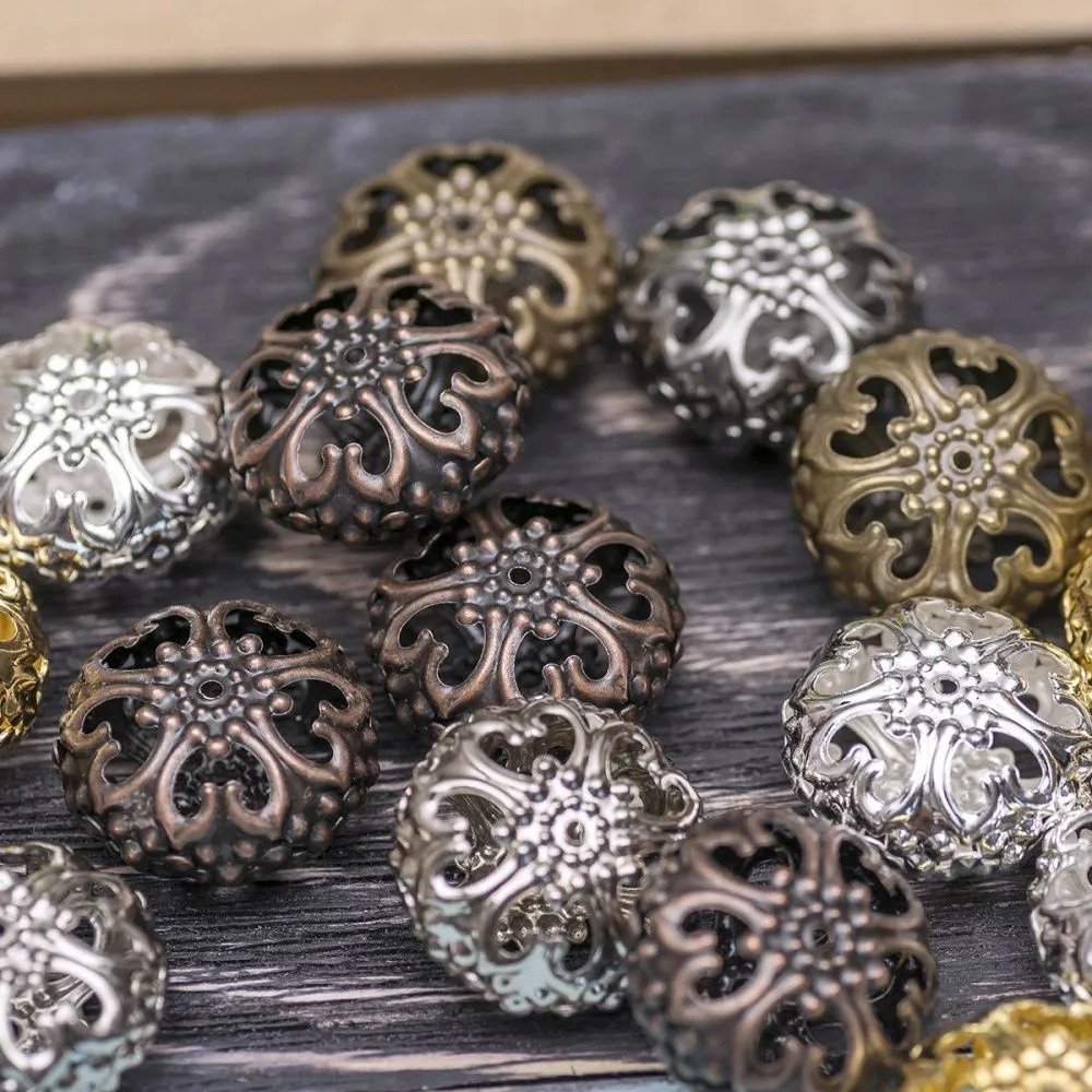 бусина, металл "винтаж", абакус, цветовой микс, 23х12.5 мм