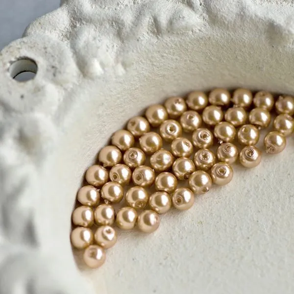 бусина, имитация жемчуга, стекло 4, цвет светлый коралл, 4 мм (уп 50+/-5 шт)