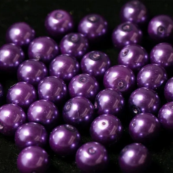 бусина, имитация жемчуга, стекло 12, цвет серо-фиолетовый, 12 мм (уп 10 шт)