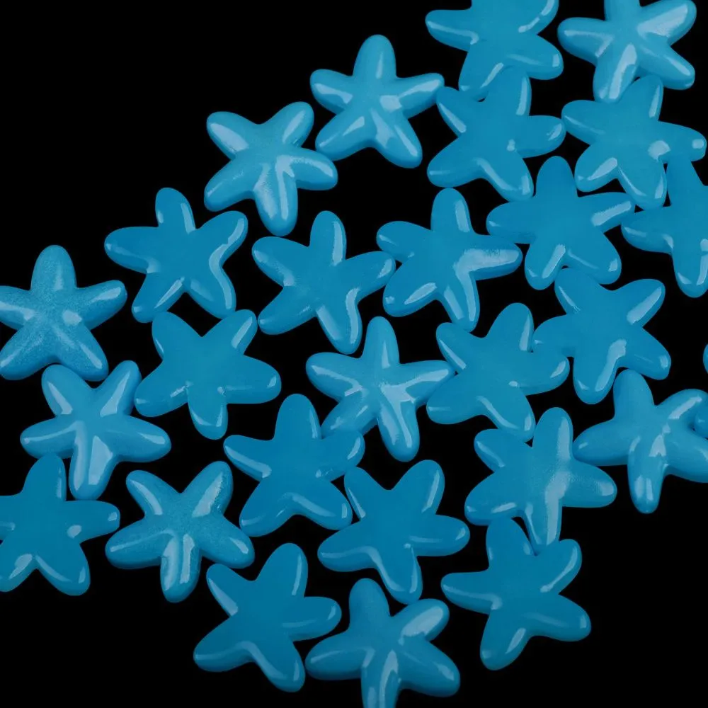 бусина, лэмпворк "морская звезда", стекло, цвет яркий голубой, 18x16.5x5.5 мм