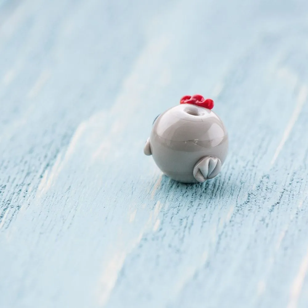 бусина, мурано "петушок грей", круглая, 16х15 мм