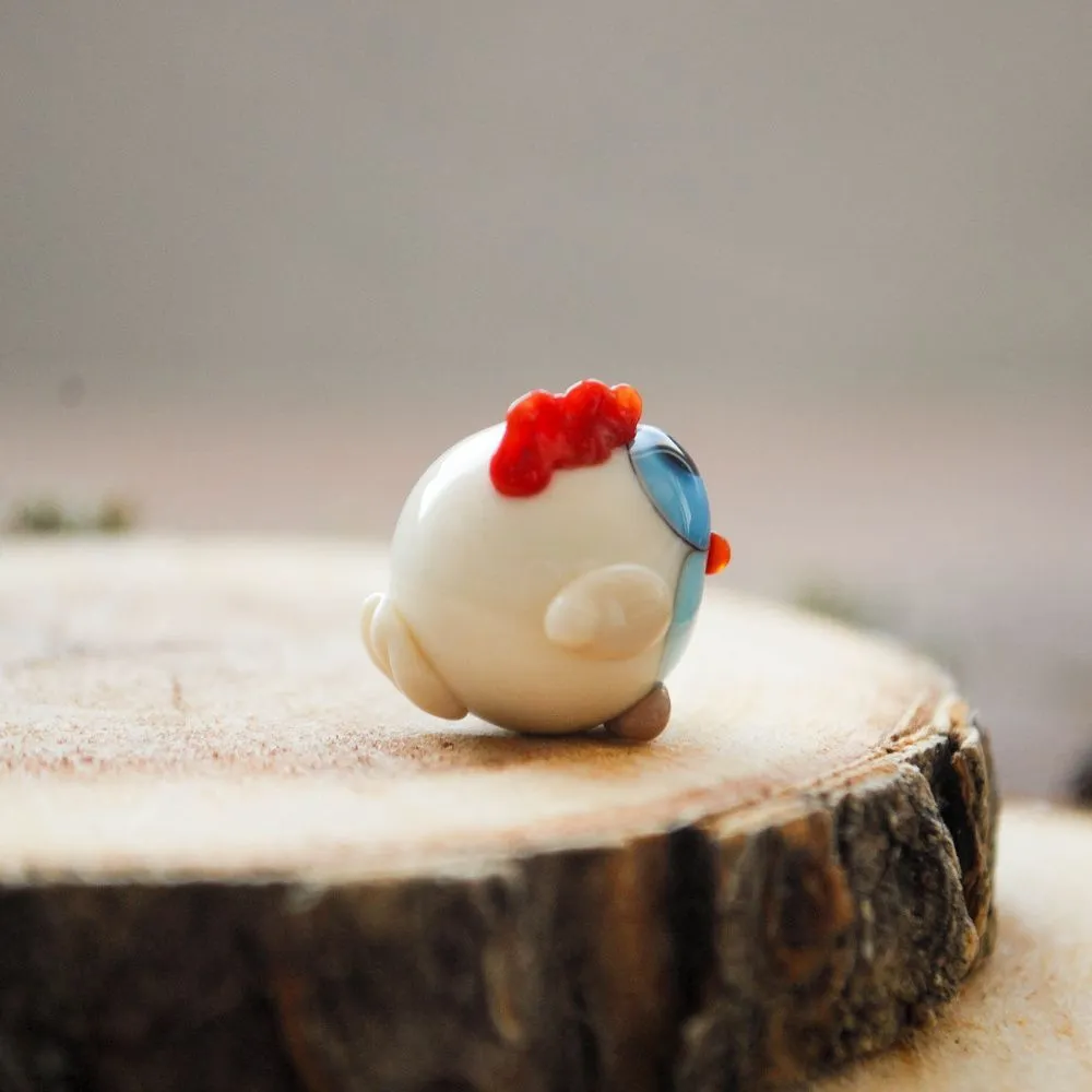 бусина, мурано "петушок вайти", круглая, 16х15 мм