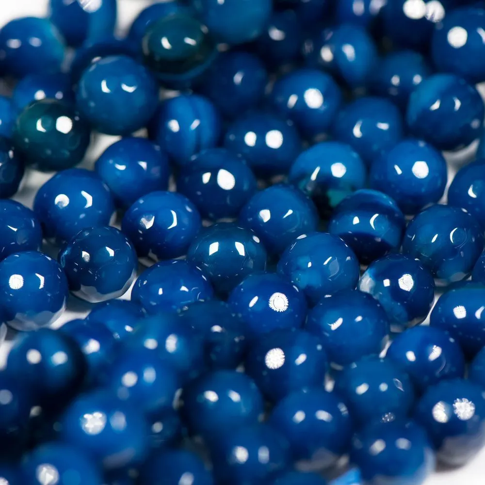 бусина агат 8, граненая, цвет темно-синий, колорир., 8 мм (стренд 12 шт.)