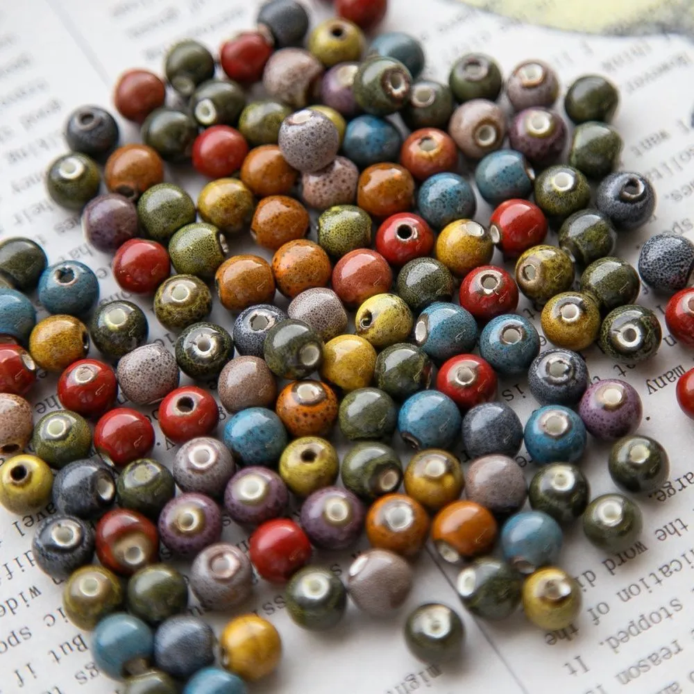 бусина, керамика "антик", цветовой микс, 8 мм 