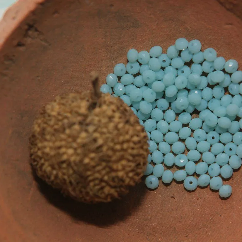 бусина, имитация нефрита, стекло абакус, цвет ярко-голубой, 3.5х2.5 мм (уп 50+/-5 шт)