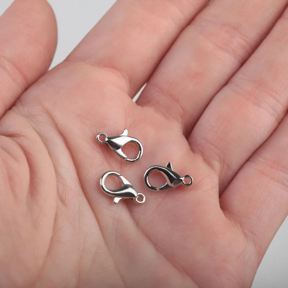 Замочки замочек-лобстер, цвет платина, 12х6 мм (уп. 23 шт+/-2 шт)