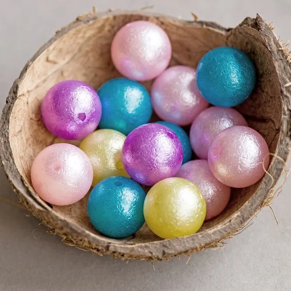 бусина, имитация хлопкового жемчуга, акрил, цветовой микс, 20x19 мм