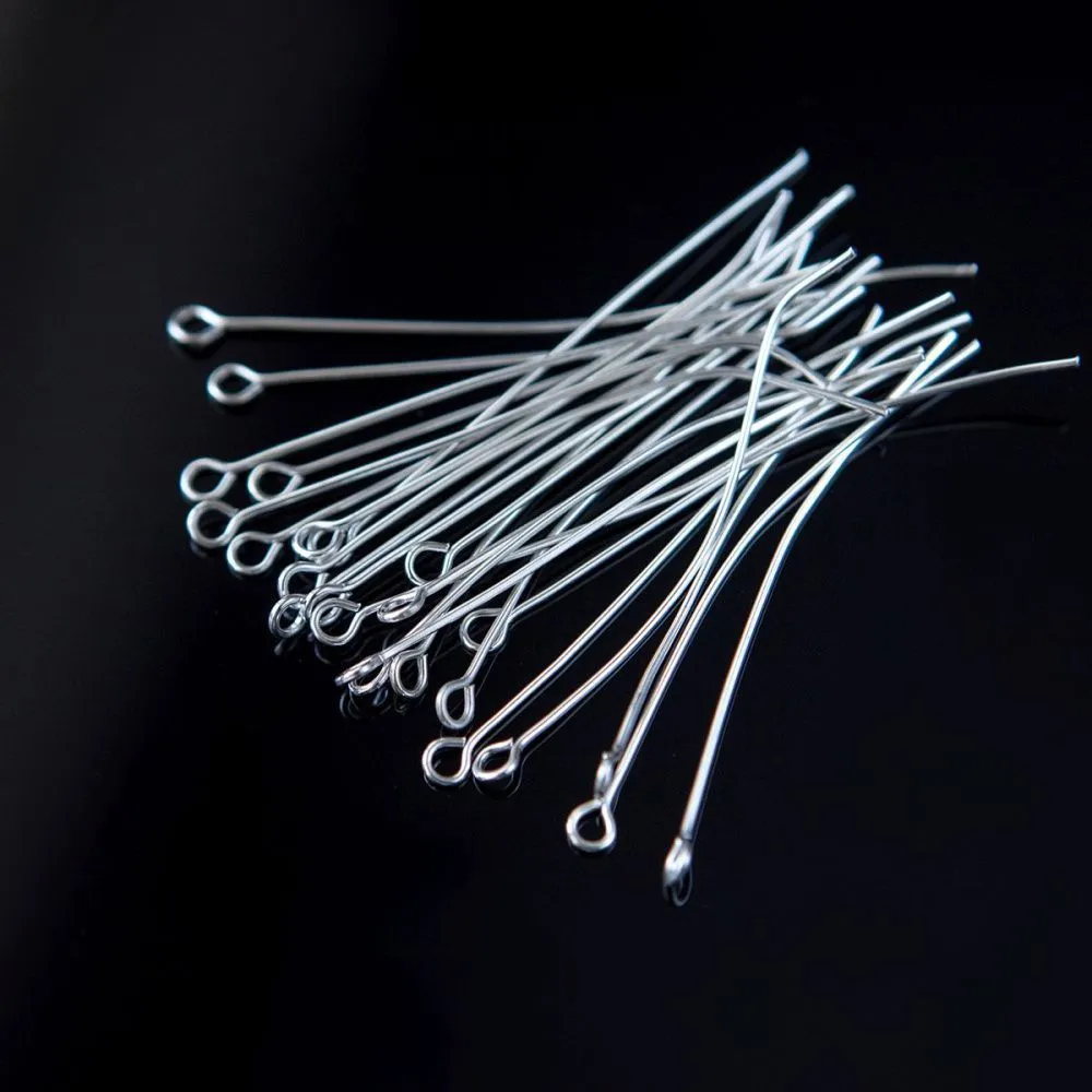 пины с петлей, цвет серебро, 50х0.7 мм (уп ок. 180 шт)