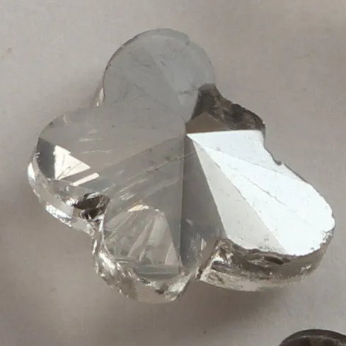 бусина, стекло, "бабочка", граненая, цвет серый, 11.5х14.5х8 мм
