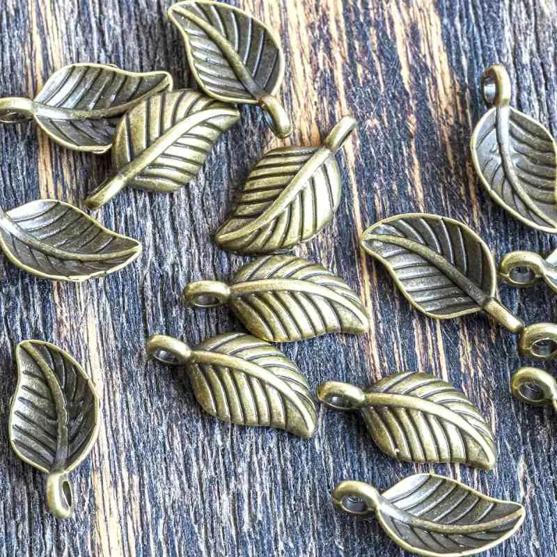 подвеска металлическая "листик березы", цвет античная бронза, 14x7x2.5 мм