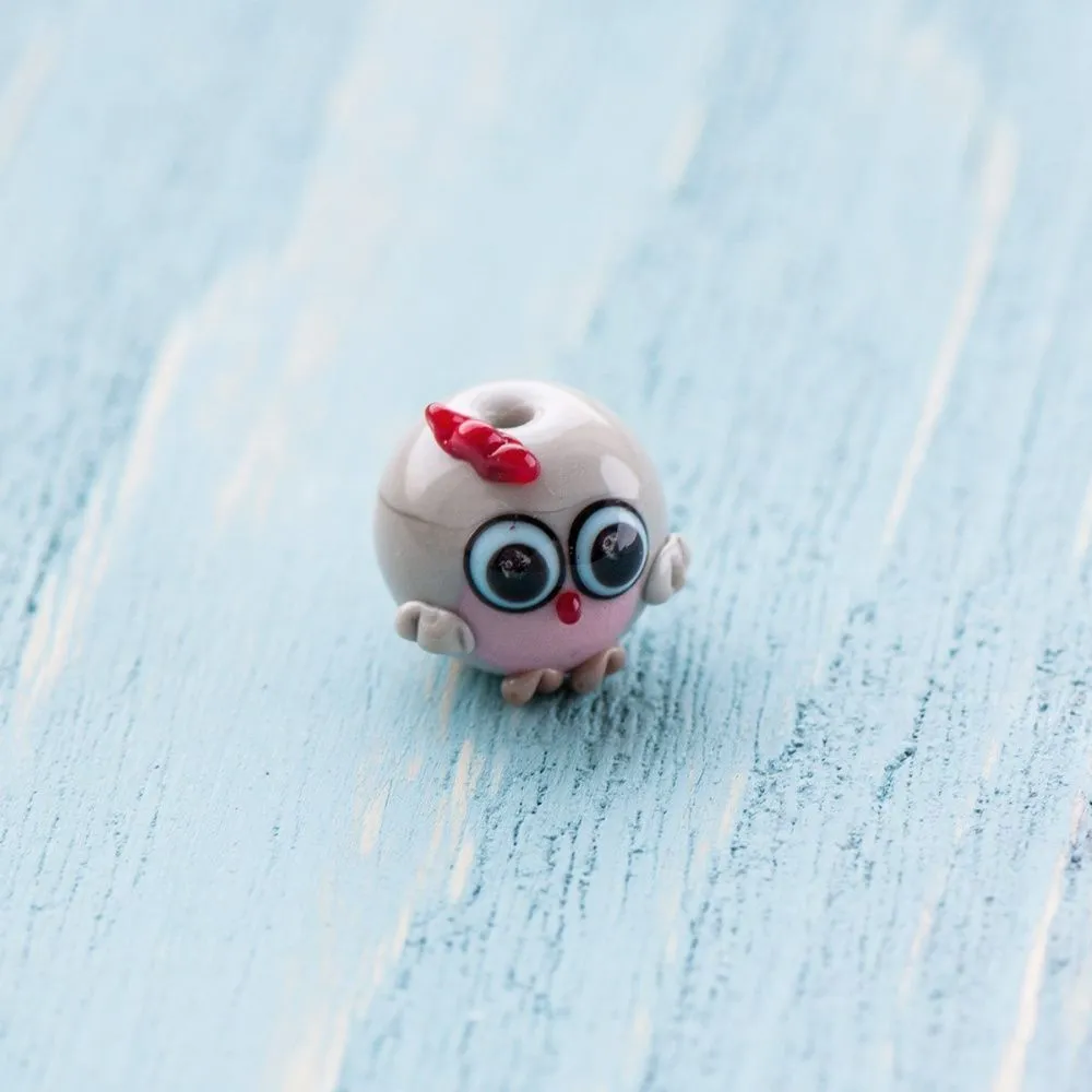 бусина, мурано "петушок грей", круглая, 16х15 мм