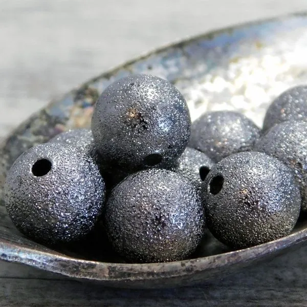 бусина, металл "звездная пыль" 12, цвет черный, 12 мм