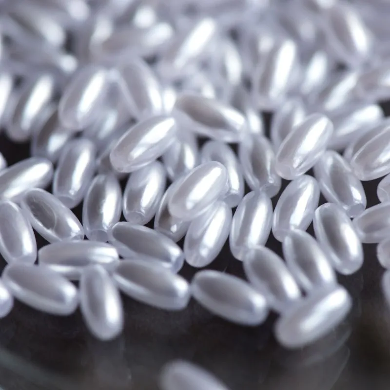 бусина, имитация жемчуга "рис", акрил, цвет белый, 8х4 мм (уп 5 г)