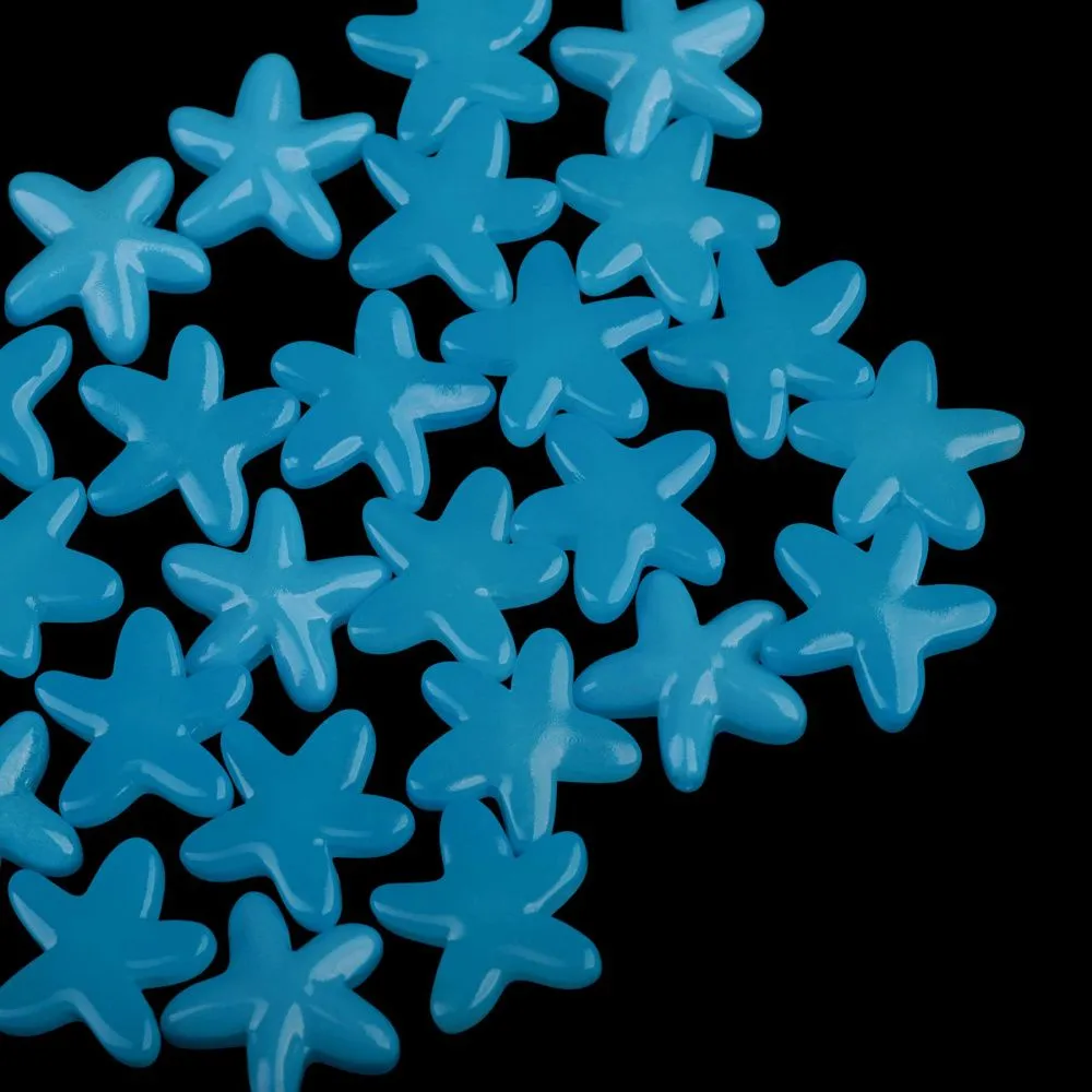 бусина, лэмпворк "морская звезда", стекло, цвет яркий голубой, 18x16.5x5.5 мм