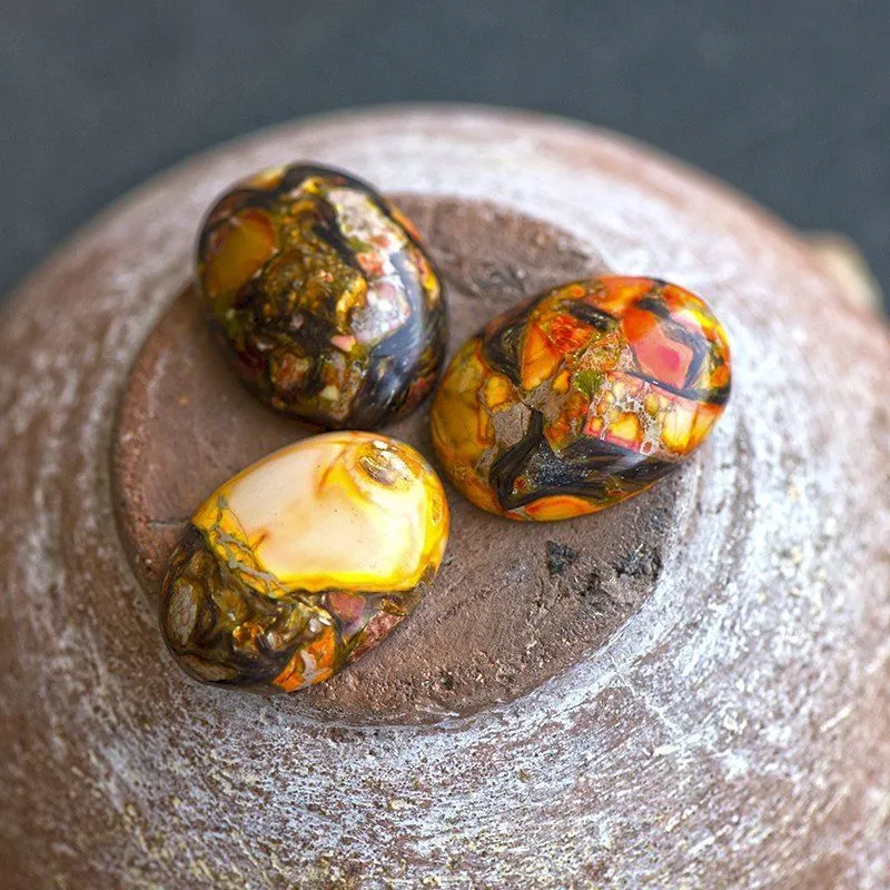 кабошон им. варисцита, овальный, цвет медный/оранжевый, 25x18x7 мм