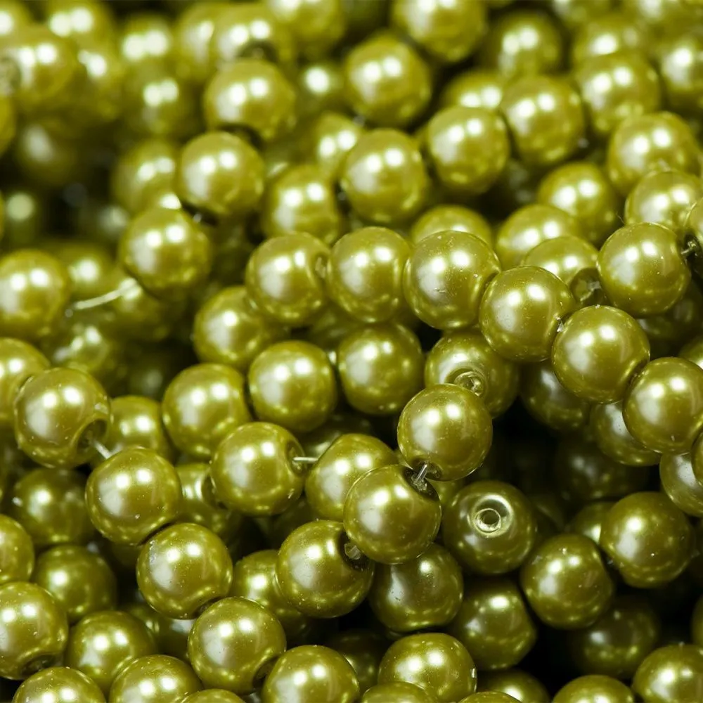 бусина, имитация жемчуга, стекло 8, цвет зеленый, 8 мм (уп 20 шт)