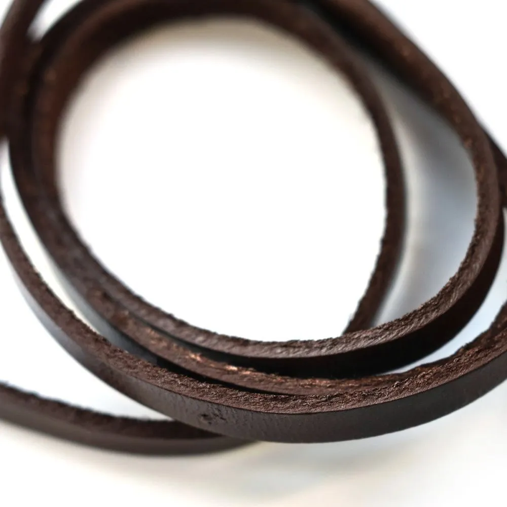 шнур кожаный, плоский, цвет коричневый, 6х2.5 мм