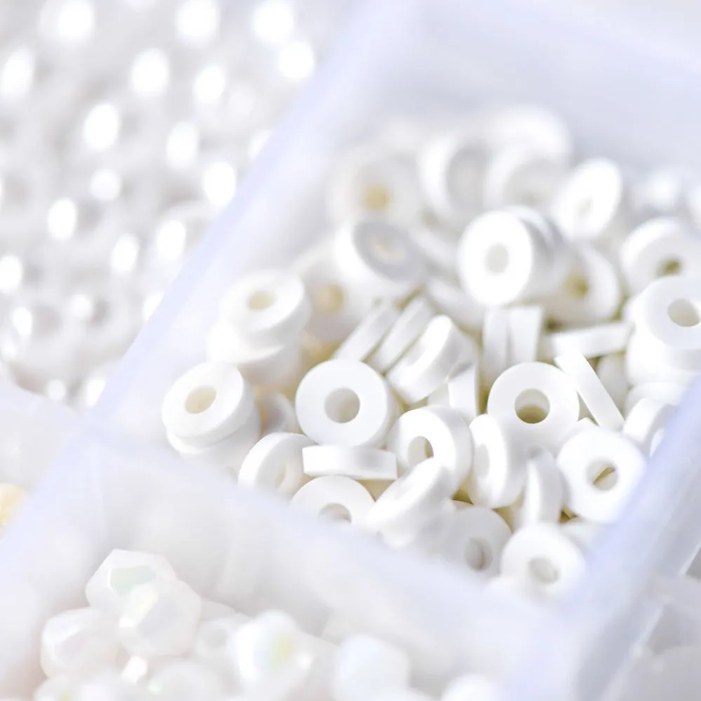 набор бисера и бусин "белый перламутр" для рукоделия/бисероплетения/детского творчества