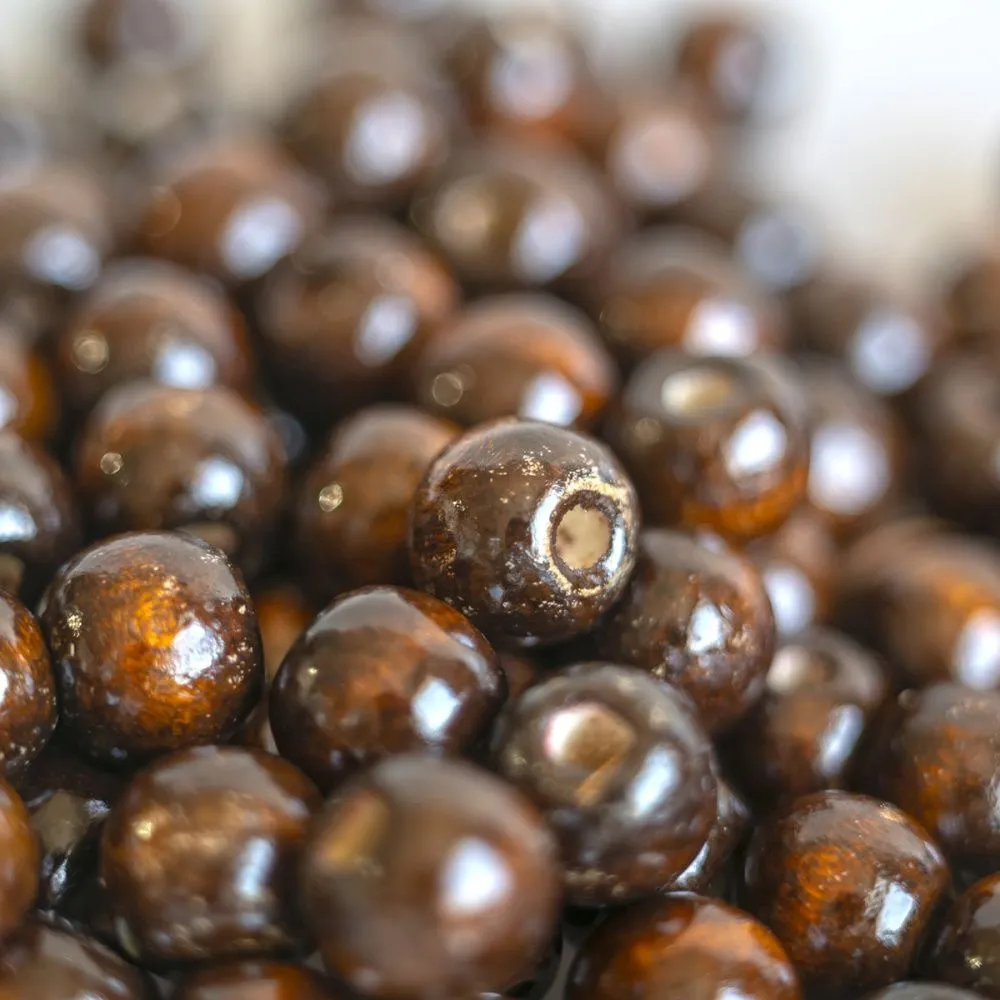 бусина дерево 12, цвет кофе, 12х10.5 мм