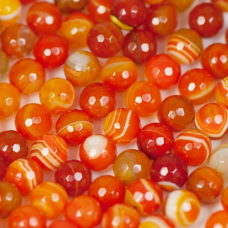 бусина агат 10, граненая, цвет оранжевый,10 мм (стренд 10 шт.)