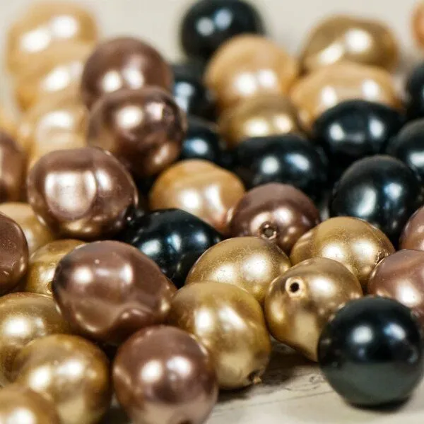 бусина, имитация жемчуга "боб", стекло, цветовой микс, 14х12 мм